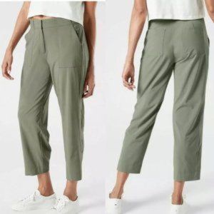 ATHLETA Tribeca Utility Crop Pants Laurel Olive Green Size 8